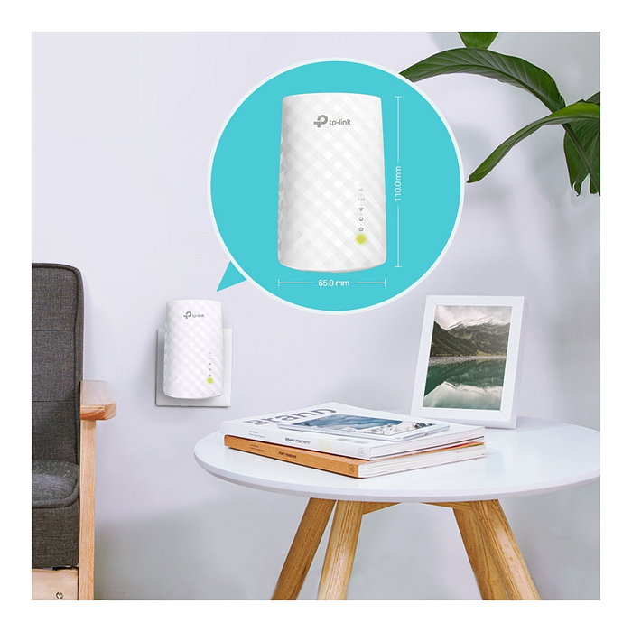TP-Link RE220 Repetidor WLAN Extensor de WiFi Doble Banda 433 Mbps, Ethernet 10/100 Mbps, WiFi 5 (802.11ac), con Puerta de Enlace Inteligente y Botón WPS, Blanco