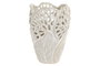 DKD Home Decor Jarrón de Cerámica Blanco con Diseño de Hoja