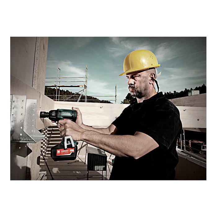 Metabo SSW 18 LTX 400 BL Llave de Impacto 18V 1/2" 400 Nm 2150 RPM con Luz Integrada, 12 Ajustes de Torca y Funda - Negro, Verde, Rojo