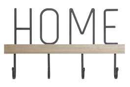 DKD Home Decor Perchero Pared Industrial home Loft Negro Hierro MDF 4.5 x 21 x 36 cm (4 Unidades)