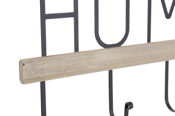 DKD Home Decor Perchero Pared Industrial home Loft Negro Hierro MDF 4.5 x 21 x 36 cm (4 Unidades)