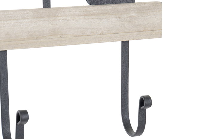 DKD Home Decor Perchero Pared Industrial home Loft Negro Hierro MDF 4.5 x 21 x 36 cm (4 Unidades)