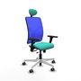 PIQUERAS Y CRESPO Silla de oficina Motilla con Mecanismo Sincro/Traslack Turquesa y Azul