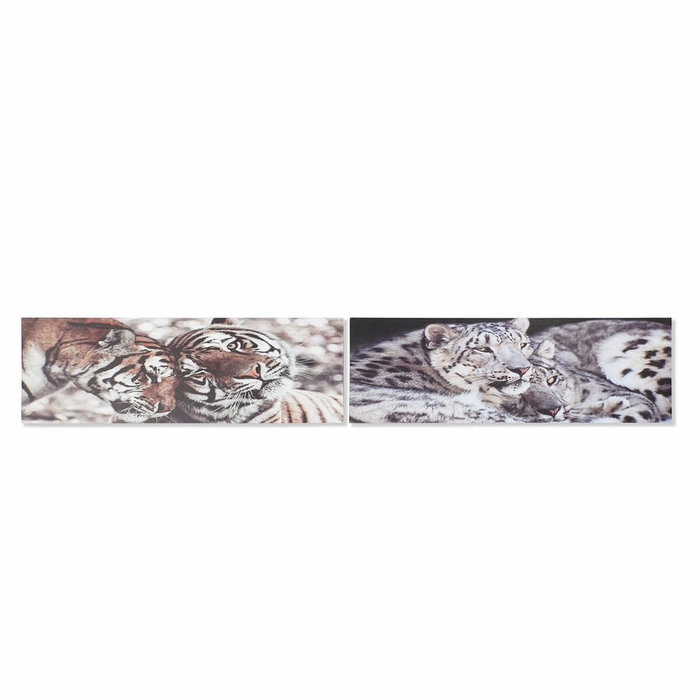 DKD Home Decor Cuadro Lienzo Pino Tigres Surtido de 2 Unidades