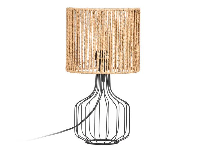 Giftdecor Lámpara Sobremesa Base Tulipa Cuerda Metal Papel Negro Natural 20x28x20 cm (Set de 4) Giftdecor Lámpara Sobremesa Base Tulipa Cuerda Metal Papel Negro Natural 20x28x20 cm (Set de 4)