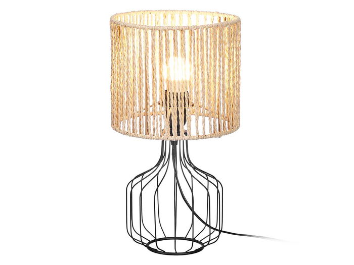 Giftdecor Lámpara Sobremesa Base Tulipa Cuerda Metal Papel Negro Natural 20x28x20 cm (Set de 4) Giftdecor Lámpara Sobremesa Base Tulipa Cuerda Metal Papel Negro Natural 20x28x20 cm (Set de 4)