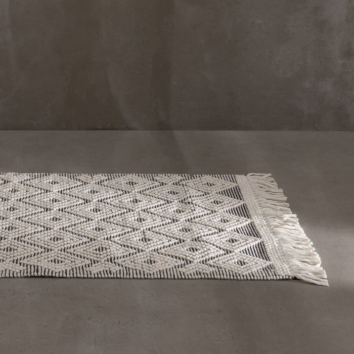 Ixia Alfombra Decorativa Tejido Blanco-Negro 80 x 150 cm