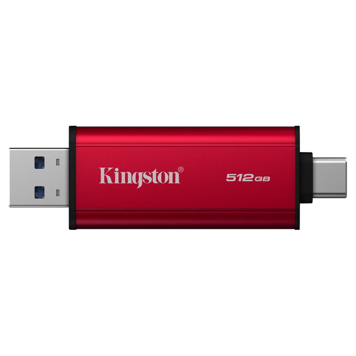 Kingston 512GB Dual USB-A/C Portable SSD, USB 3.2 Gen 2, Hasta 1050MB/s, Negro y Rojo