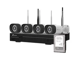 Nivian Kit CCTV WiFi Exterior de 4 Cámaras y 10 Canales HD