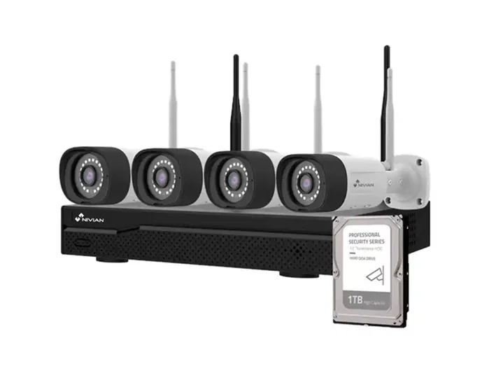 Nivian Kit CCTV WiFi Exterior de 4 Cámaras y 10 Canales HD Nivian Kit CCTV WiFi Exterior de 4 Cámaras y 10 Canales HD