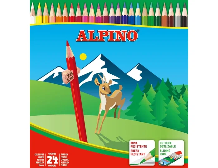 Alpino Lápices de Colores Borrables, Estuche de 24 Unidades Surtidas
