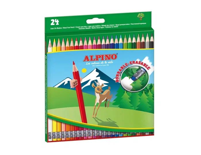Alpino Lápices de Colores Borrables, Estuche de 24 Unidades Surtidas