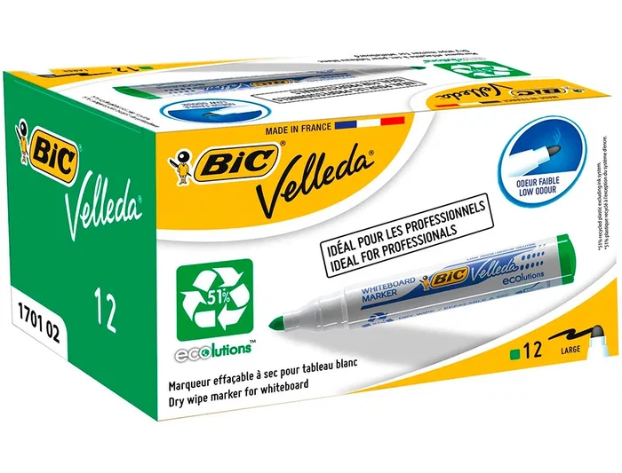 Bic Rotulador para Pizarra Velleda Verde Punta Redonda Trazo 1,4 mm