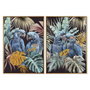 DKD Home Decor Cuadro Tropical Azul Negro (2 Unidades) 3.5 x 70 x 50 cm