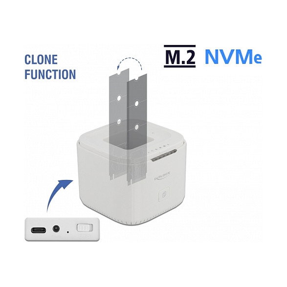 DeLOCK 63331 Estación de acoplamiento M.2 para 2 x M.2 NVMe PCIe con función de clonación