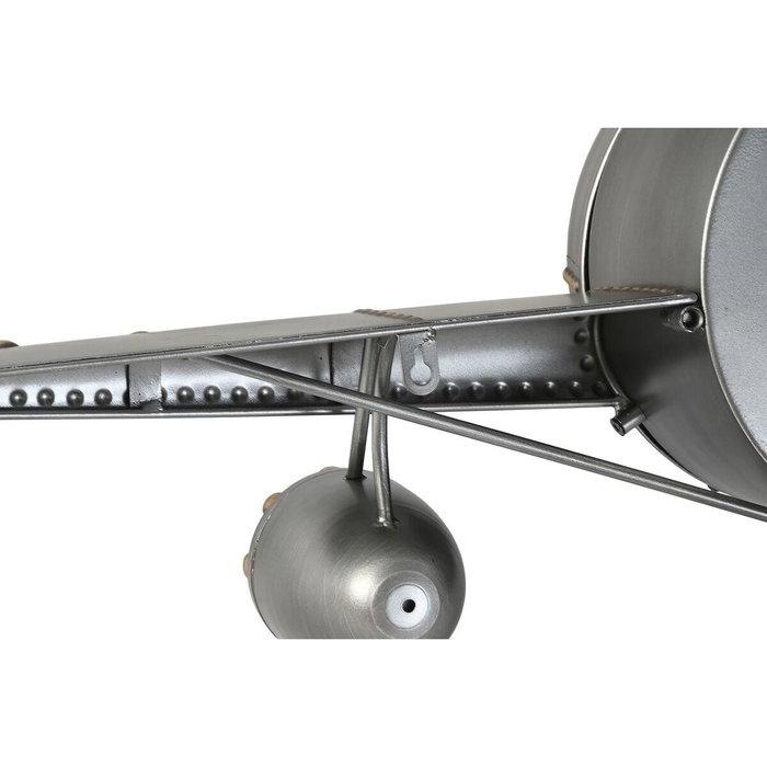 DKD Home Decor Reloj de Pared Bolai avion 25 Vintage Plateado Dorado Metal 143x46x20 cm