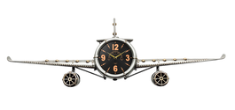 DKD Home Decor Reloj de Pared Metal Avión Plateado