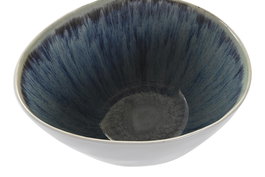 DKD Home Decor Bol Gres Esmaltado Azul Blanco 12 x 9 x 16 cm (12 Unidades)