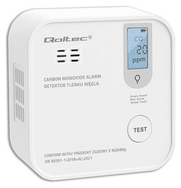 Qoltec Sensor de Monóxido de Carbono (CO) Inalámbrico con Alarma 85dB