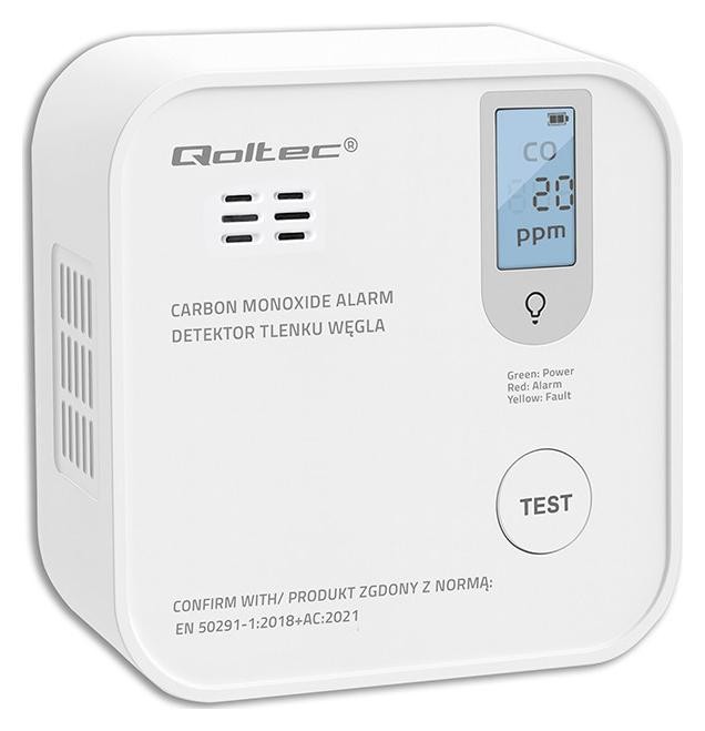 Qoltec Sensor de Monóxido de Carbono (CO) Inalámbrico con Alarma 85dB Qoltec Sensor de Monóxido de Carbono (CO) Inalámbrico con Alarma 85dB