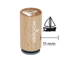 Woodies Sello mini de madera y caucho velero 15x25mm