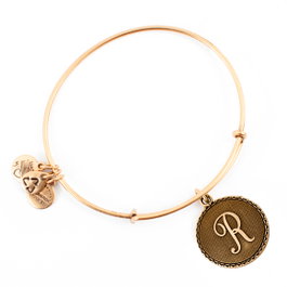 Alex And Ani Pulsera de Metal Dorada con Letra R para Mujer