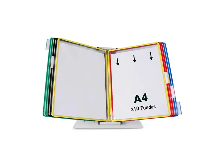 Djois Portacatalogo de Sobremesa con 10 Fundas DIN A4 Colores Surtidos