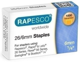 Grapas Rapesco Standard 26/6 Mm. Galvanizadas Caja De 1000