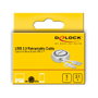DeLOCK Cable retráctil 2 en 1 USB-A a Micro-B y USB-C, 0,92 m, Blanco/Plata