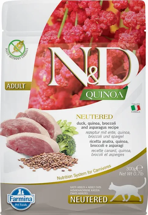 Farmina N&D Cat Quinoa Neutered Pato 300 gr Alimento para Gatos Esterilizados Farmina N&D Cat Quinoa Neutered Pato 300 gr Alimento para Gatos Esterilizados