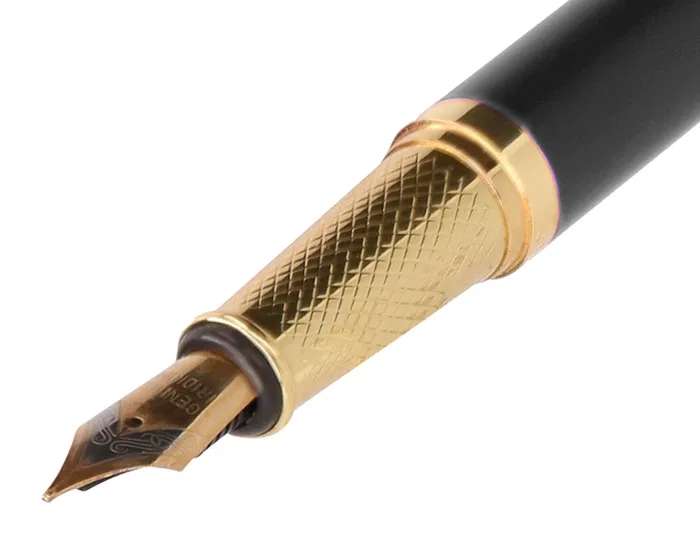 Belius Pluma y Estuche Soirée Color Art Deco Negro y Dorado Tinta Azul Caja de Diseño M