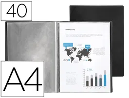 Liderpapel Carpeta Escaparate 37935 Polipropileno DIN A4 Negro Opaco 40 Fundas