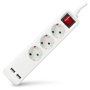 ENTAC Regleta de enchufes con 3 salidas AC, 2 puertos USB y cable de 1,5 m - Blanco
