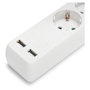 ENTAC Regleta de enchufes con 3 salidas AC, 2 puertos USB y cable de 1,5 m - Blanco