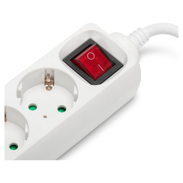 ENTAC Regleta de enchufes con 3 salidas AC, 2 puertos USB y cable de 1,5 m - Blanco