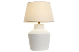 DKD Home Decor Lámpara Sobremesa Shabby Blanco Porcelana Algodón 40 x 62 x 40 cm
