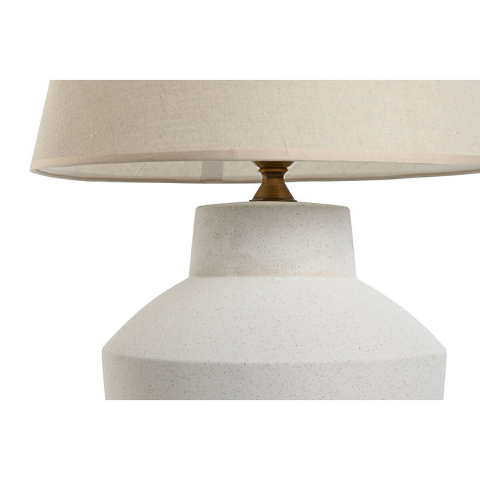 DKD Home Decor Lámpara de Sobremesa Shabby Blanco Porcelana y Algodón
