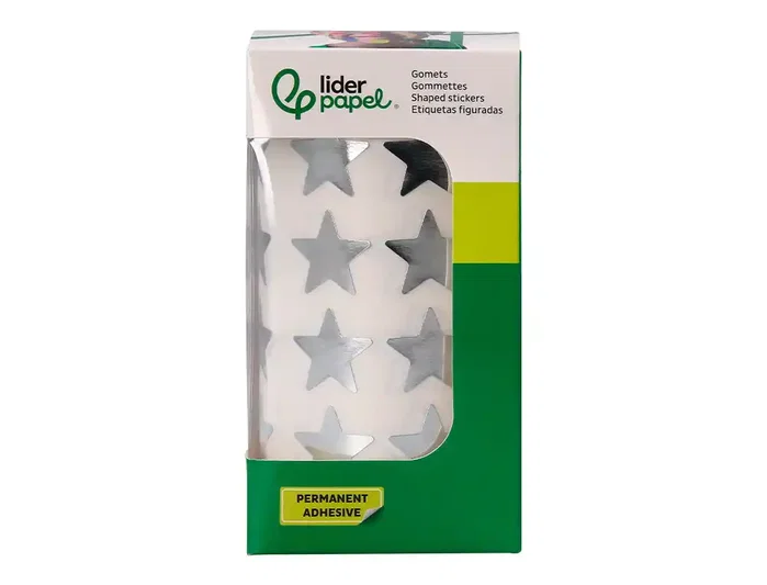 Liderpapel Gomets Estrellas Plateadas Autoadhesivas 20 mm 1500 Unidades Caja Cartón