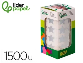 Liderpapel Gomets Estrellas Plateadas Autoadhesivas 20 mm 1500 Unidades Caja Cartón