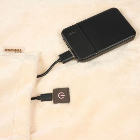 Tristar Manta Eléctrica Inalámbrica BW-4787 Beige, 150 x 80 cm, Batería 5000 mAh, 3 Temperaturas hasta 60°C, Lavable