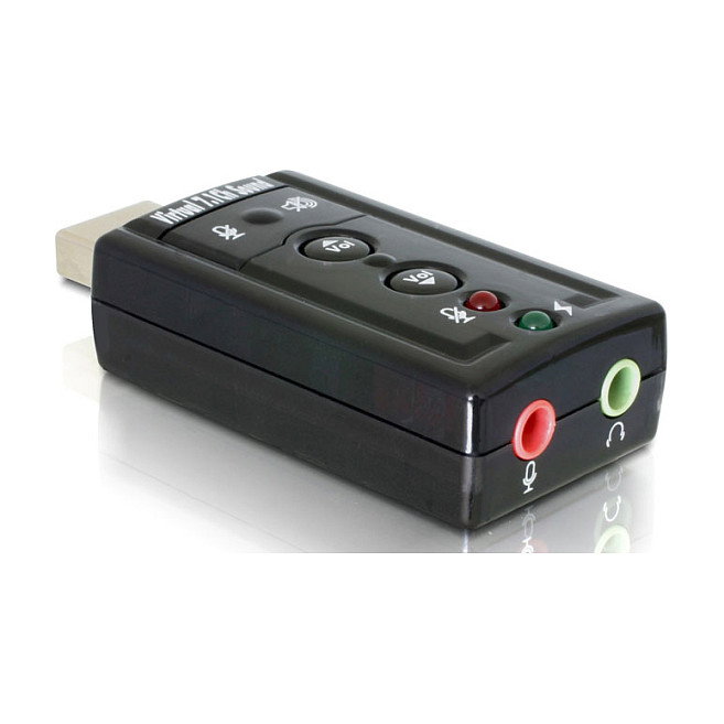 DeLOCK USB 2.0 Sound 7.1 Externo, 2x 3,5 mm, Negro, Adaptador de Sonido