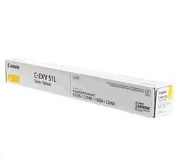 Canon Toner C-EXV51L 0487C002 Yellow S para impresoras Canon, cartucho de tóner amarillo de alta capacidad, referencia 0487C002/0487C002AA