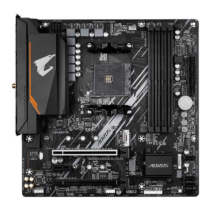 Gigabyte B550M AORUS Elite AX Placa Base AMD AM4 micro-ATX con Wi-Fi 6E, Bluetooth 5.3, Compatible con Ryzen 5000, 4000 y 3000, DDR4 4733 MHz