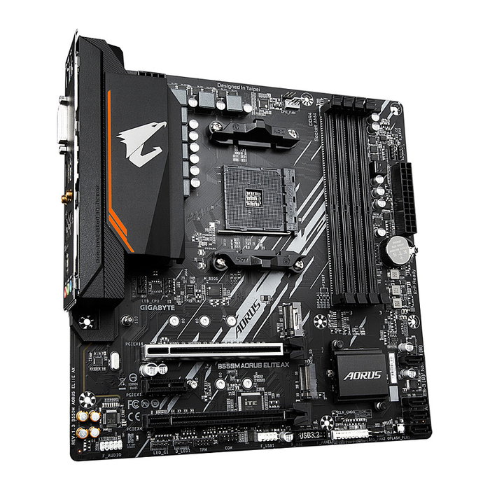 Gigabyte B550M AORUS Elite AX Placa Base AMD AM4 micro-ATX con Wi-Fi 6E, Bluetooth 5.3, Compatible con Ryzen 5000, 4000 y 3000, DDR4 4733 MHz