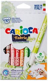 CARIOCA Estuche de 10 Rotuladores Fabric para Tejido, Punta Fina, Colores Surtidos