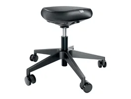 Leitz Taburete Ergo con Asiento Triangular, 5 Ruedas Giratorias, Regulable en Altura (46-59 cm), Negro, Piel Sintética