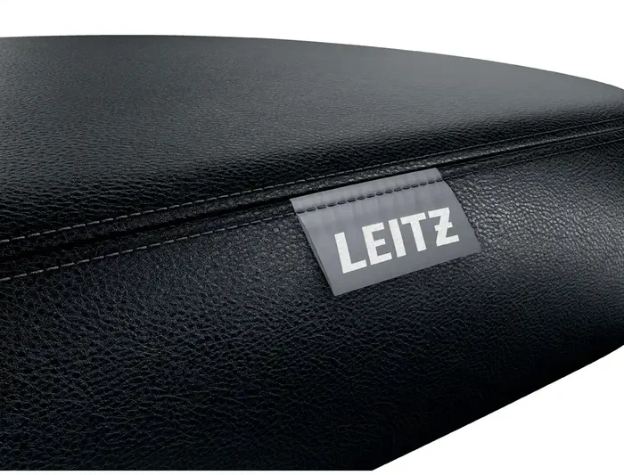 Leitz Taburete Ergo con Asiento Triangular, 5 Ruedas Giratorias, Regulable en Altura (46-59 cm), Negro, Piel Sintética