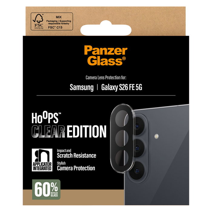 PanzerGlass Hoops Protector de lente de cámara para Samsung Galaxy S26 FE 5G, Transparente PanzerGlass Hoops Protector de lente de cámara para Samsung Galaxy S26 FE 5G, Transparente