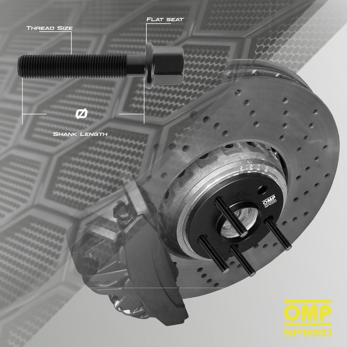 Omp OMPS09671201 Juego 4 Espárragos M12x1.5 Doble Rosca Largo 82 mm Llave Allen Negro Din 10.9