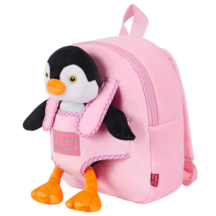 PERLETTI Mochila Reversible con Peluche Peggie Pingüino 27x21x9cm